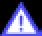 Blue warning triangle with a thick white border and a large blue exclamation mark centered on a white background