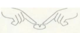 Two pairs of hands pointing with index fingers at a round object placed centrally on a white background