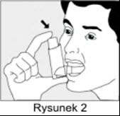 Illustrazione in bianco e nero che mostra una mano che tiene un piccolo contenitore vicino alla bocca di un uomo, indicante il modo di somministrare un farmaco o effettuare un'inalazione