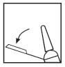 Schematic black-and-white illustration showing screwing or unscrewing a cone-shaped element using an arrow indicating downward movement direction