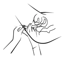 Two hands holding a syringe and inserting the needle into the buttock area of a person to give a subcutaneous or intramuscular injection