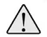 Black exclamation mark placed inside a triangle with thick border on a light background, warning symbol