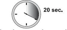 Analog clock with a darker segment marked from 12 to 4 o'clock, and the label '20 sec' indicating elapsed time
