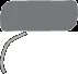 Gray horizontal rectangle with rounded corners connected to a white space via a thin, curved gray line