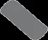 Gray rectangular object with rounded corners, positioned diagonally on a white background, resembling the shape of a tablet or capsule