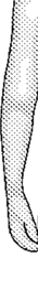 Black-and-white dotted illustration depicting a human arm and hand pointing downward in a relaxed position