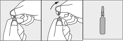 Three panels showing hands peeling off the protective cover from the tip of the device and a view of the element itself after removal