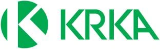 Green pharmaceutical company Krka logo consisting of a geometric symbol of the letter K in a circle and the word KRKA in capital letters