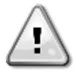 Triangular warning sign with a thick gray border and a black exclamation mark on a white background with a subtle glossy effect