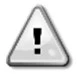 Triangular warning sign with a black exclamation mark placed on a white background with gray border and a subtle shadow underneath