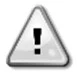 Triangular warning sign with a thick border and black exclamation mark on a light background with a subtle glossy effect