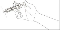 Illustration showing a hand holding a syringe with needle aimed at the skin surface for injection