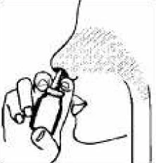 Hand holding a medical applicator applying it to the skin on the arm and chest area for drug administration