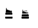 Dos siluetas negras mostrando el perfil de zapatillas deportivas con distinto grado de detalle sobre fondo blanco