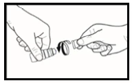 Two hands holding two components being joined together by screwing one into the other to close a container