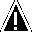 Black warning triangle with a white exclamation mark placed inside a dashed black border on a white background