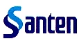 The Santen pharmaceutical company logo consisting of two intertwined letters S in light blue and dark navy color, along with the word Santen