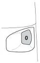 Schematic line drawing showing a body part with a gray, irregularly shaped polygonal area marked, containing a black zero in the center