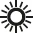 Black icon depicting a sun with a circular center and radially extending lines of varying lengths on a white background