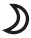 Black moon symbol in the shape of a narrow crescent pointing to the right on a white background