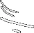 Diverse linee tratteggiate curve parallele di diversa lunghezza disposte a cascata su sfondo bianco