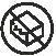 Black prohibition symbol showing a crossed-out rectangular object resembling a package or box within a circular outline