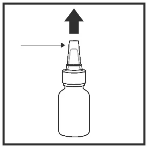 Black upward-pointing arrow and a thin arrow indicating the upper part of the medicine bottle dispenser