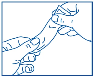 Two hands stretching and holding a piece of skin, preparing the site for medication administration or a medical procedure