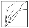 Black line drawing of a hand with index and middle fingers extended, on a white background