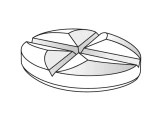 Illustrazione schematica di una compressa rotonda divisa in quattro parti uguali da linee che partono dal centro verso i bordi