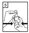 Two hands gripping and turning the container's cap in the opposite direction to the indicated arrows in order to unscrew it