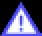 Blue warning triangle with white interior containing a large blue exclamation mark symbolizing caution or hazard