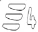 Three horizontal, rounded shapes arranged vertically next to a large, outlined number four on a white background