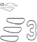 Black, contoured graphic depicting three horizontal, rounded shapes stacked one above the other and a large number three to their right