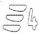 Three horizontal, rounded shapes arranged vertically next to a large, stylized number four in a black-and-white line drawing