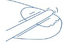 Disegno schematico a linea che rappresenta un dito che preme su un oggetto circolare, con indicazione di movimento o vibrazione nella parte superiore della grafica