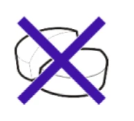 Two white, rounded tablets crossed out with a large blue X on a white background