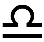 Black mathematical symbol consisting of the Greek letter omega placed above two horizontal, parallel lines on a white background