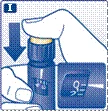 Mano presionando la tapa de un frasco de medicamento, junto al cual aparece el número 9 en una pantalla, indicando dosificación o paso de instrucción