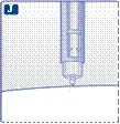 Jeringa con aguja introducida en la piel en ángulo, la imagen ilustra la técnica de inyección para una instrucción médica