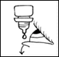 A drop of medication from the bottle falls into the eye, an arrow indicates the direction of drop administration