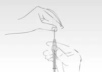 A hand holding a syringe, another hand opening the needle cap, preparing for injection