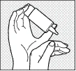 Hand holding a syringe at a 45-degree angle, inserting the needle into the