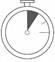 Stopwatch with a black sector indicating 15 seconds on a white background, used for measuring medication administration time