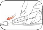 Hand holding a syringe, unscrewing the needle cap, preparing for injection