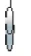 Transparent syringe with silver needle, filled with clear liquid, hanging vertically, ready for injection