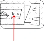 Una freccia rossa indica il numero 12 sul display del dispositivo con scritta Lilly, che rappresenta la dose o un'impostazione