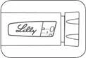 Penna siringa automatica con scritta Lilly sul corpo, finestra di visualizzazione della dose e meccanismo di somministrazione del farmaco