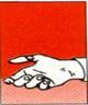 A hand with extended fingers on a red background, markings on the skin indicate injection sites