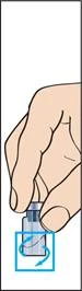 Hand holding a medication vial, fingers turning the cap counterclockwise to open